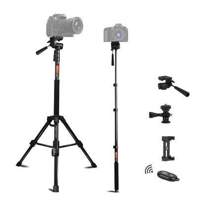 Tripod for Camera and Phone Monopod with Remote Action Camera Mount Adapter